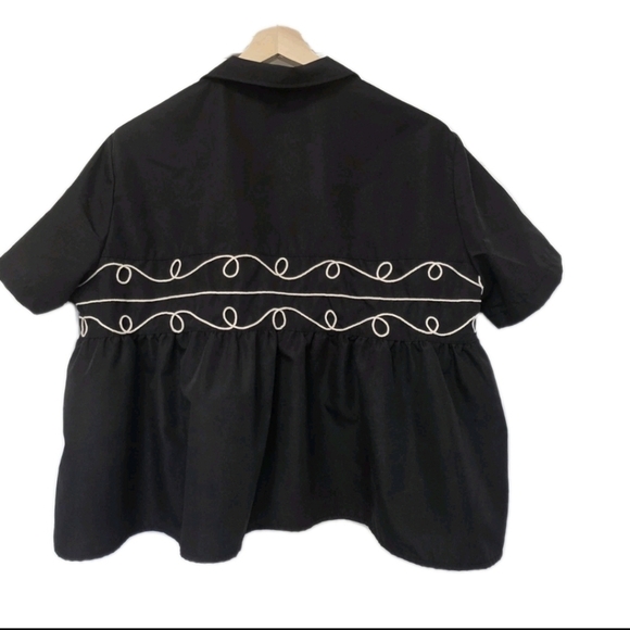 Two 2 Fly Loopty Lou Babydoll Western Top Size 2x - 3x Black White Swirl Cowgirl - Picture 4 of 8